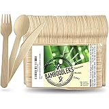 BAMBOODLERS Disposable Wooden Cutlery Set | 100% All-Natural, Eco-Friendly, Biodegradable, and Compostable - Because Earth is