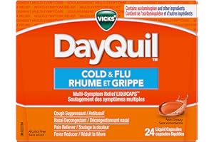 Vicks DayQuil Cold and Flu Medicine, Cough Suppressant, Nasal Decongestant, Pain & Fever Reducer, Non-Drowsy Formula, 24 Liqu