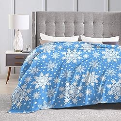 Perinsto Winter Snowflakes Blue Throw Blanket Ultra