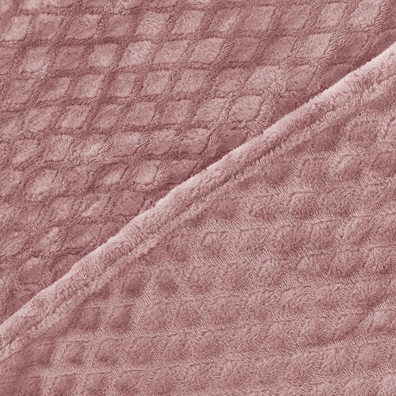 Exclusivo Mezcla Brushed Diamond Check Large Flannel Fleece Throw Blankets (Pink, 50" x 70")-Soft, Warm and Lightweight: Home & Kitchen