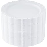 Upassion 100 Pieces White Plastic Plates - 10.25 inch White Dinner Disposable Plates - Premium Hard Disposable Dinner Plates - Party Supplies for Birthdays, Celebrations, Wedding and Events
