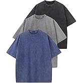 Arssm 3 Pack Men Oversized T Shirts Vintage Tee Loose Fit Short Sleeve Casual Streetwear Baggy Washed Unisex Tops