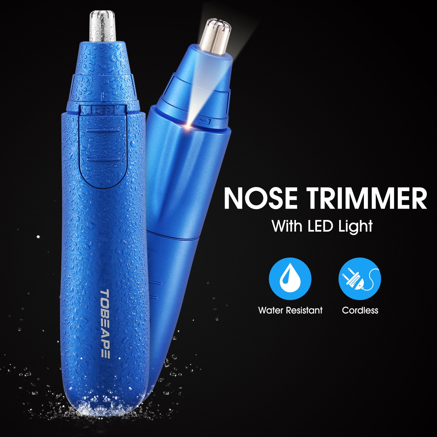 Tobeape Nose Trimmer and Ear Hair Trimmer for Men Women, Wet/Dry Painless Trimmer Nose Hair Clippers, Vacuum Cleaning System, Dual Edge Blades& LED Light