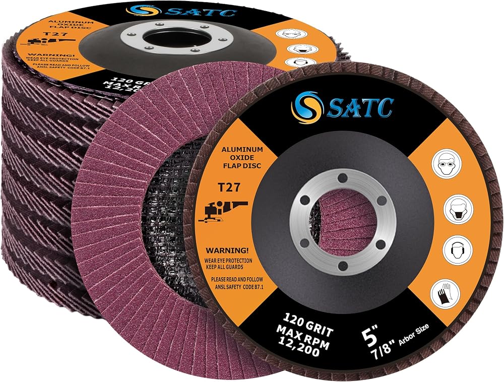 SATC 125mm Flap Discs 10 Pack T27 120 Grit 22.23mm Arbor Aluminum Oxide