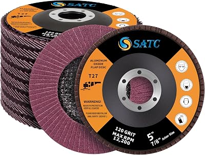 SATC 125mm Flap Discs 10 Pack T27 120 Grit 22.23mm Arbor Aluminum Oxide