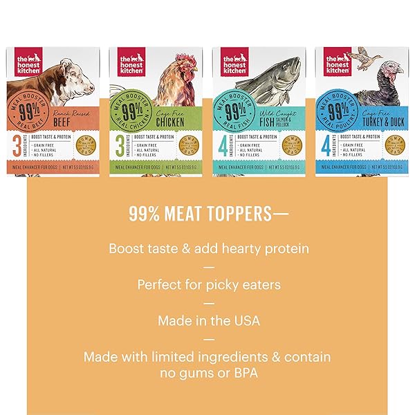 THE HONEST KITCHEN 99% MEAT PROTEIN BOOSTERS VARIETY 3-PACK, 5.5 OZ X3