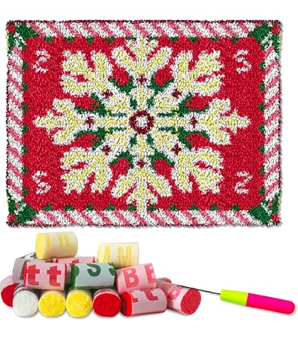 DIY Latch Hook Rug Kit – Abstract Marijuana Leaf Design – Beginner-Friendly 30x30cm Round Craft Kit