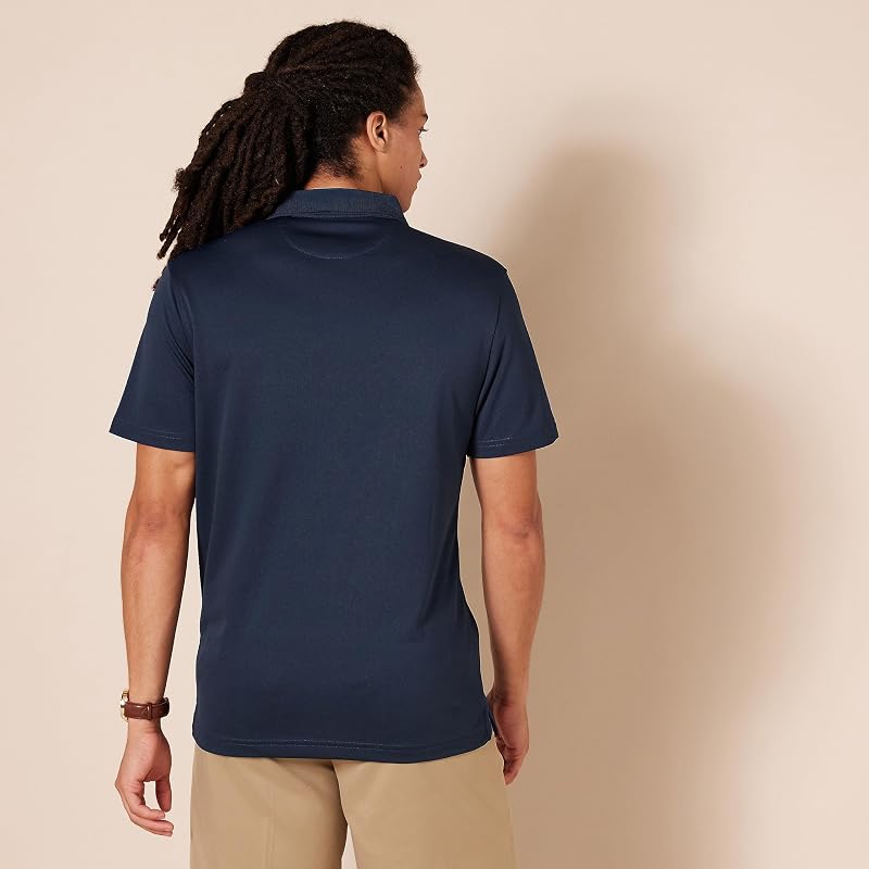 Polo da Golf da Uomo, vestibilità Aderente, ad Asciugatura Rapida, Blu Scuro, Taglia S