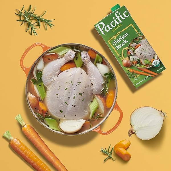 PACIFIC FOODS ORGANIC CHICKEN STOCK, 32 OZ CARTON
