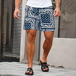 DIOTSR Mens Paisley Casual Shorts Retro Graphic