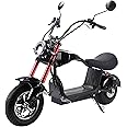 SAY YEAH Electric Scooter for Adults 800W Motor Fat Tire Citycoco Scooters Up to 25 Mph & 48V 12Ah Lithium Removable Battery Lowboy Scooter Harley Electric Moped with Front & Rear Hydraulic Brakes