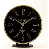 Timelink Crosley Modern Art Deco Alarm Clock for Office, Bedroom, or Desk &ndash; Analog Non-Ticking Clock with Easy-to-Read Dial, Gold Metal Frame &amp; Black Face (6-Inch)