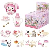 Hamee RE-Ment Blind Box Sanrio - My Melody &amp; Kuromi Sweet Tea Party - 8 Pc. | Full Set with Tear-Away Display Background, Cute Blind Box Diorama Miniature Figure Set, Collectible Display Figure