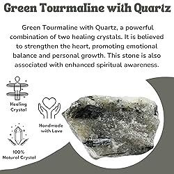 Green Tourmaline with Quartz Raw Crystals and