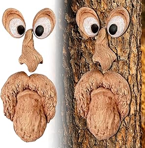 Tree Faces Decor Outdoor, Old Man Tree Hugger Bark Ghost Face Facial Features Garden Decoration, Tree Face Yard Art Decorations for Outdoor Easter Creative Props
