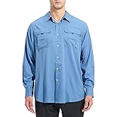 NOMINATE Mens Long Sleeve Fishing Shirts UPF 50+ UV Protection Sun Shirts Quick Drying Hiking Lightweight