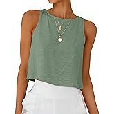 ANRABESS Women Crop Tank Tops High Neck Sleeveless Linen Shirts 2026 Summer Outfits Casual Blouse Beach Vacation Clothes