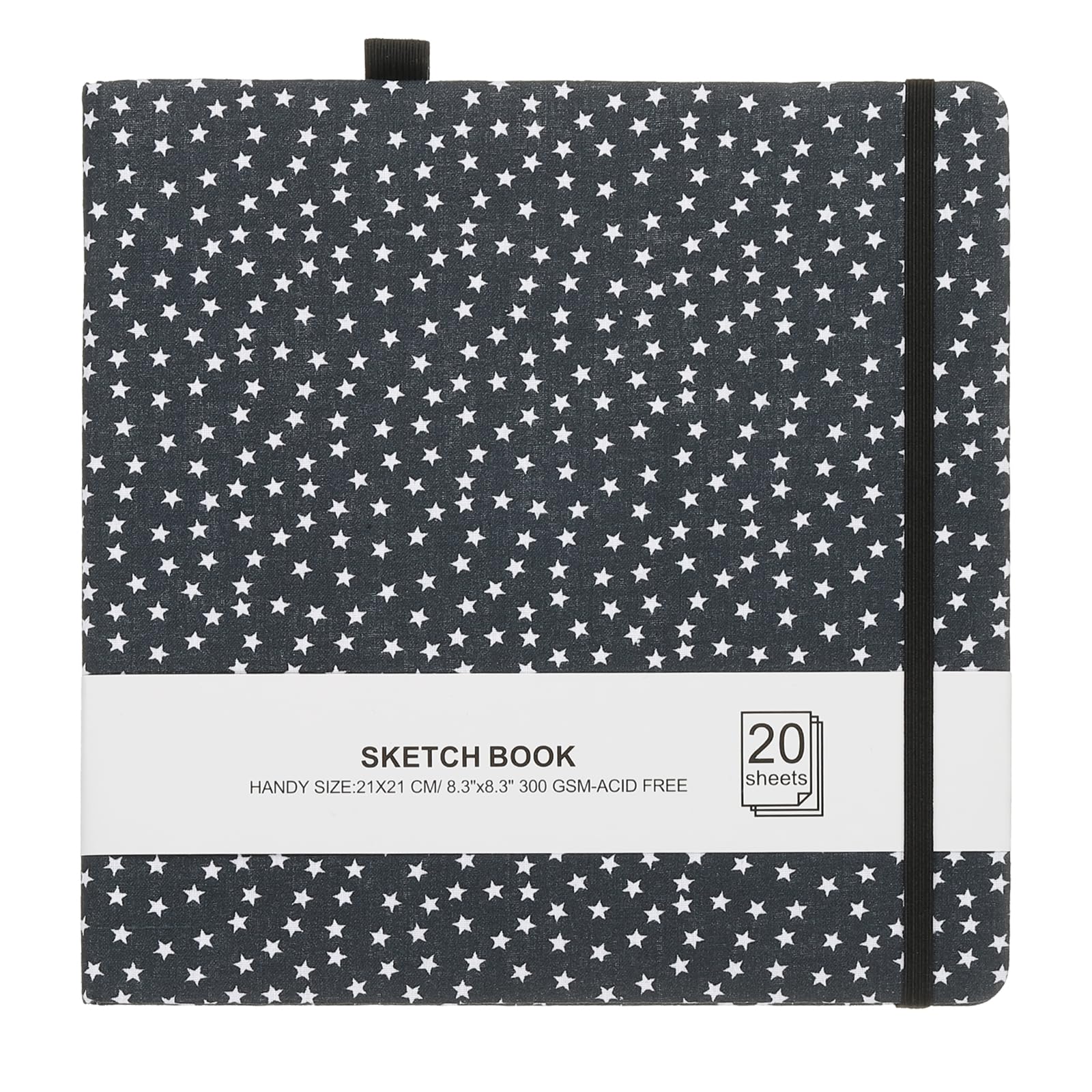 PATIKIL 8.3x8.3" Watercolor Sketchbook, 20 Sheet 300GSM/203lb Watercolor Paper Sketchbooks Acid Free Watercolor Journal Hardcover Artists Paper Pads with Pen Holder, Green Star