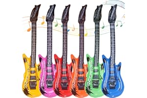 FUTUREPLUSX 6PCS Inflatable Guitars, Assorted Colors Toy Guitars Blow Up Guitars for 80s Party