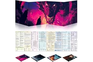 Byhoo 4 PCS DM Screen for D&D 5E with 2 Immersive Themes，Waterproof Reusable Surface, Tri-Fold Portable Design Folds to A4 Si