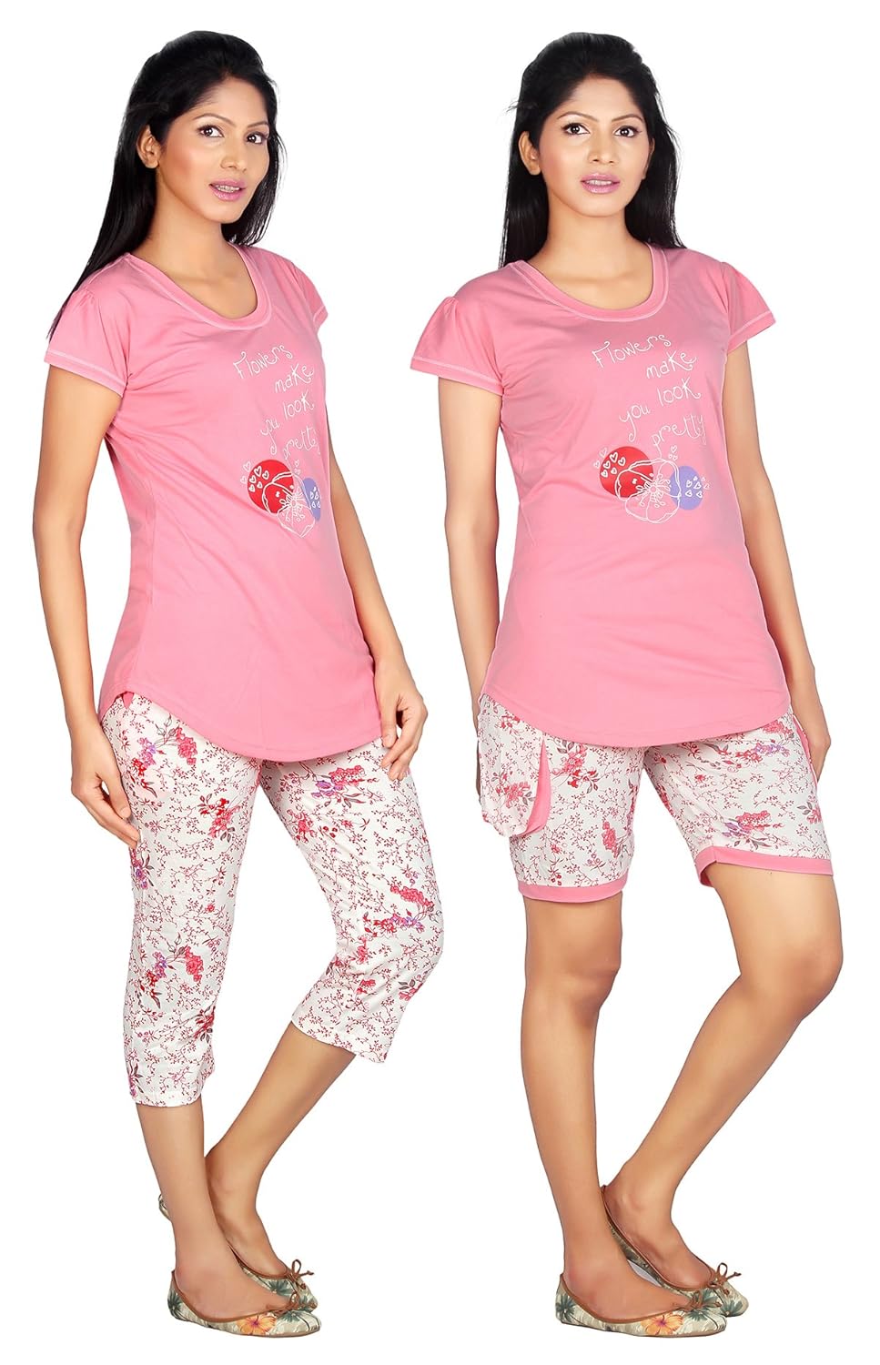 carrel cotton hosiery fabric women night wear set (agspl-3459)