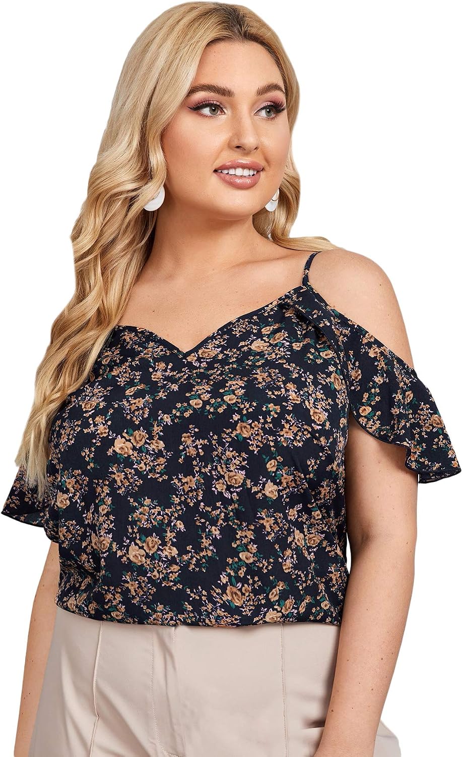 Blouse Vintage Femme Manches Courtes Col V Puces Fruncidos - Marque Uxcell - Neuve Avec étiquettes