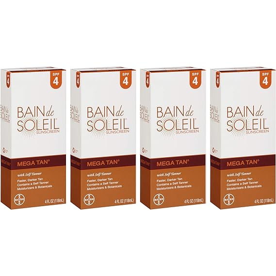 Amazon Com Bain De Soleil Mega Tan Protector Solar Con Self Tanner Spf 4 Oz Paquete De De 4 Beauty