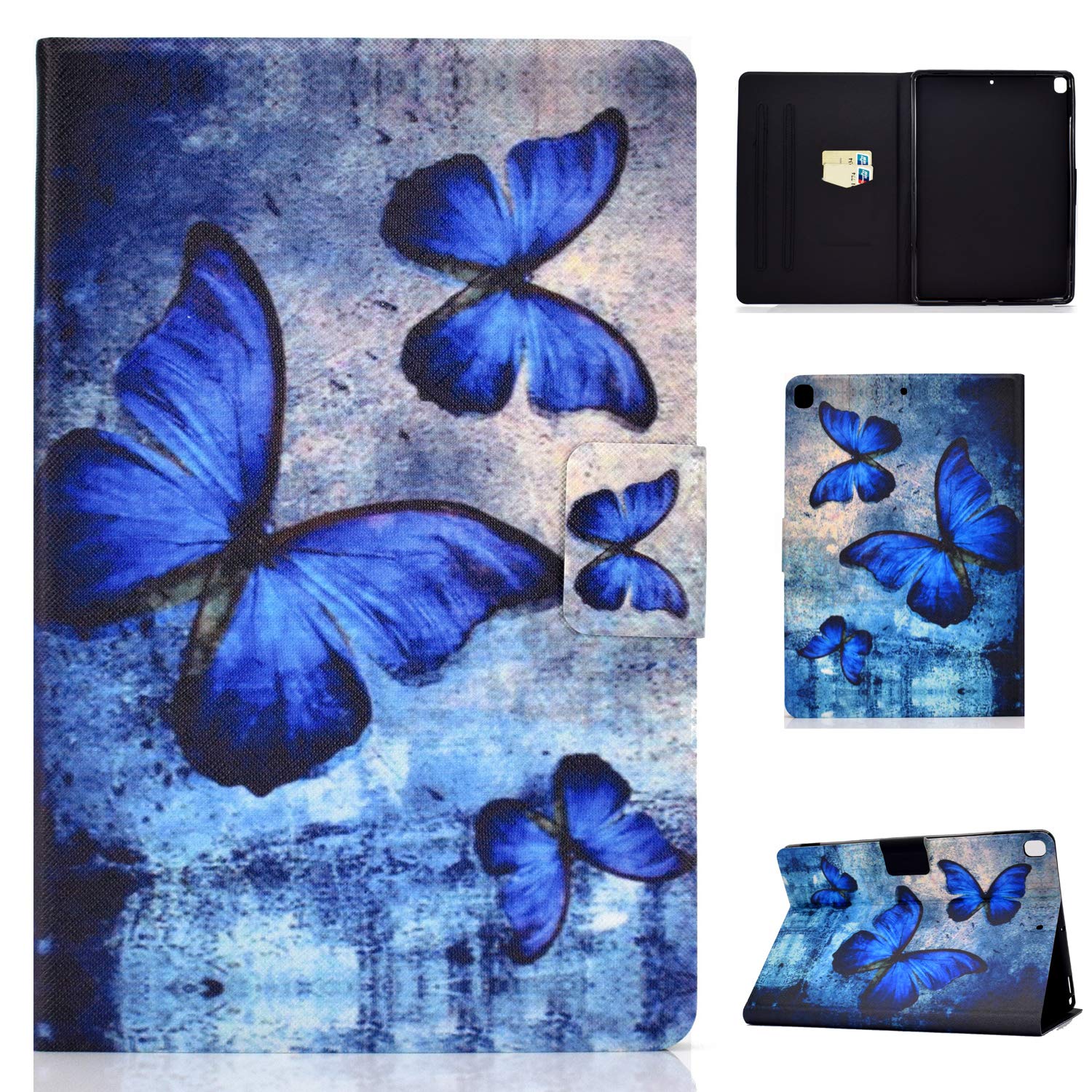 Bspring Case Fit New iPad 7th Generation 10.2" 2019 / iPad 10.2 Case, Slim Lightweight Smart Shell Stand Cover with TPU Back Protector for iPad 10.2 2019(Auto Wake/Sleep) Retro Butterfly — image 1