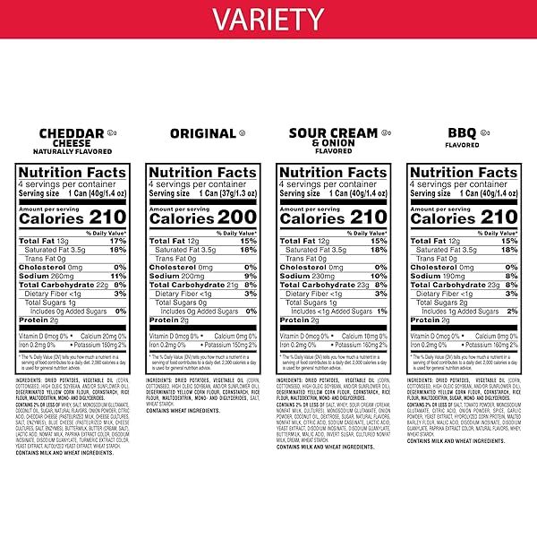 PRINGLES POTATO CRISPS CHIPS, LUNCH SNACKS, OFFICE AND KIDS SNACKS, GRAB N’ GO, 1.38 POUNDS, VARIETY PACK (16 CANS)