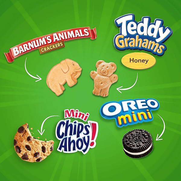 NABISCO TEAM FAVORITES VARIETY PACK, OREO MINI, CHIPS AHOY! MINI, TEDDY GRAHAMS HONEY & BARNUM’S ANIMAL CRACKERS, 30 SNACK PACKS