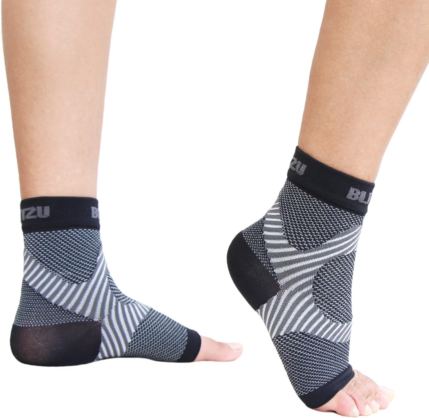 BLITZU Plantar Fasciitis Compression Socks For Women & Men - Best Ankle and Nano Sleeve For Everyday Use - Provides Foot & Arch Support. Heel Pain, and Achilles Tendonitis Relief. (Large/X-Large, Black): Health & Personal Care
