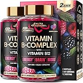 Vitamin B-Complex Gummies for Women & Men - Vitamin B12, B1, B2, B3, B5, B6, B7 & B9 - B Complex with Vitamin C & Choline - Energy, Brain & Mood - Natural Berry Flavor, Vegan - 60 Gummies 2 Pack