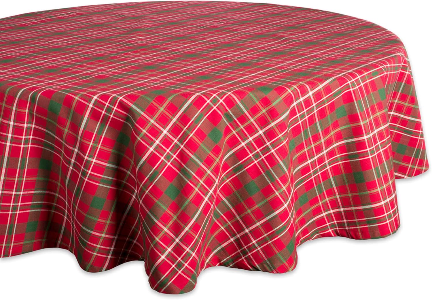 Contemporary Home Living 70" Red and Green Plaid Round
