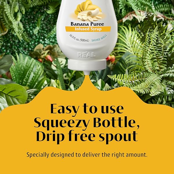 BANANA REÀL, BANANA PUREE INFUSED SYRUP, 16.9 FL OZ SQUEEZABLE BOTTLE (PACK OF 1)