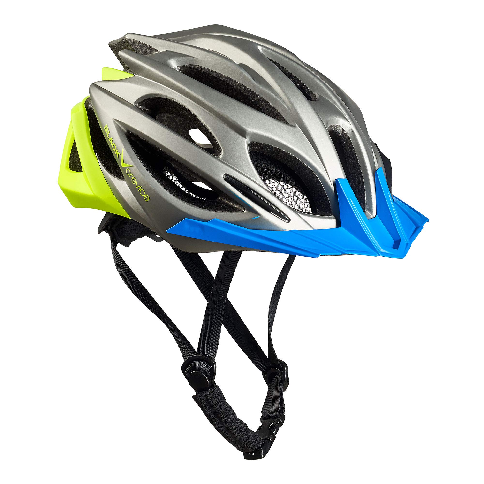 BLACK CREVICE Bicycle Helmet Adult I Bicycle Helmet I Bicycle Helmet Men & Women I MTB Helmet I Cycling Helmet Bicycle Helmet I Breathable Bicycle Helmet I Size Adjustable (Silver/Yellow/Blue, S/M