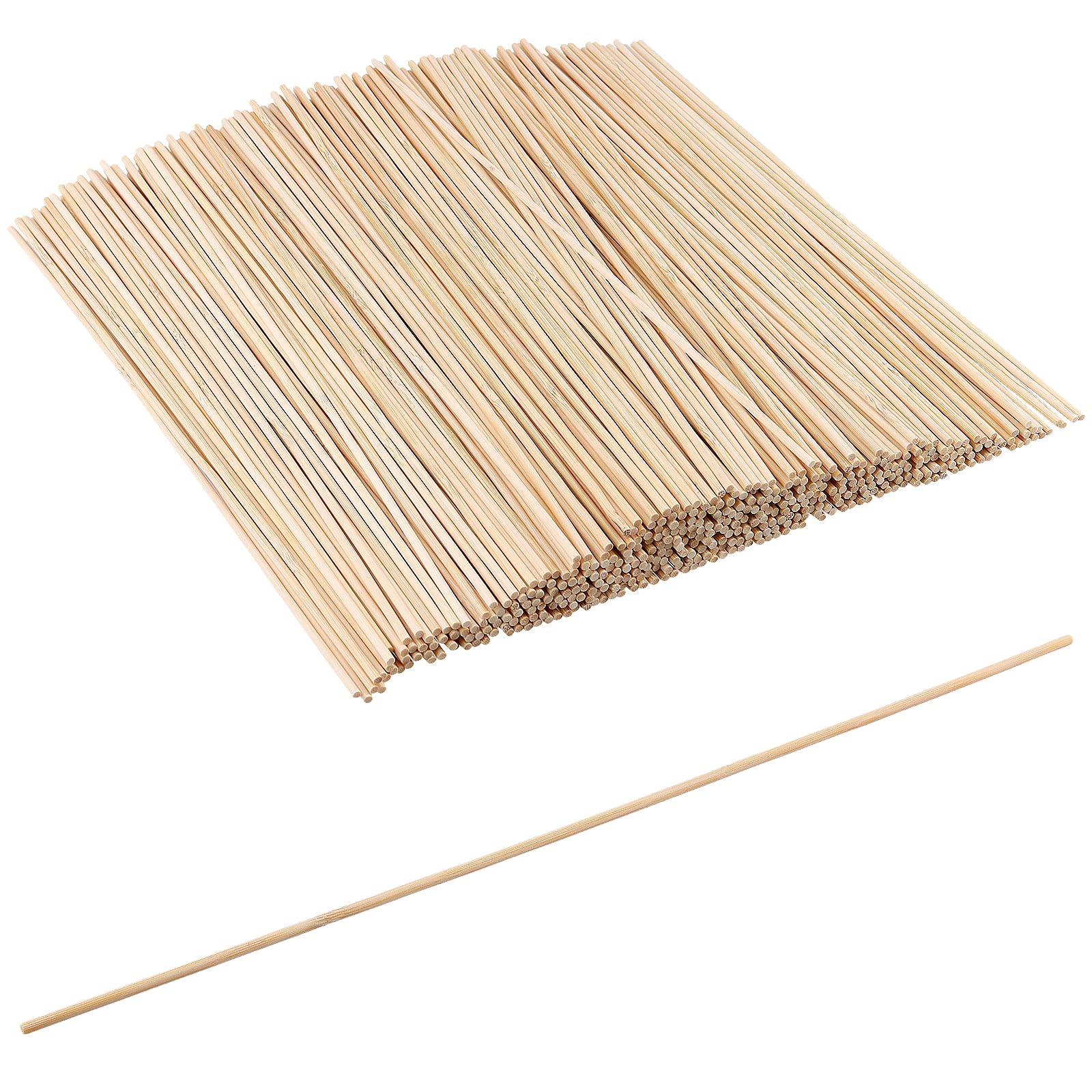 KOHAND 500 PCS Wooden Sticks, 300mm x 3mm Round Bamboo Dowel Rods, Unfinished Hardwood Sticks for Crafting, DIY, Building Model, Home Decoration