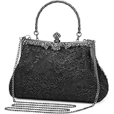 UBORSE 1920s Vintage Purse Embroidery Lace Floral Clutch Purse for Women Formal Evening Bag Handbag Wedding Bag