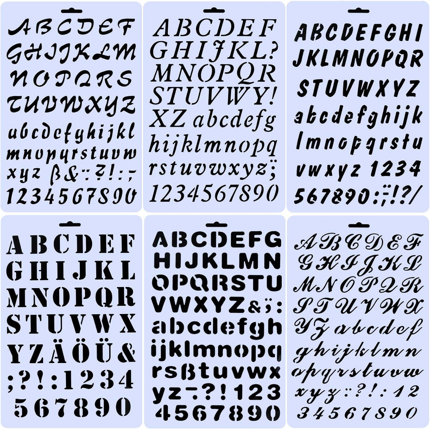 UCEC 6 PCS Letter and Number Stencils, 8.2x12.2 Inch Alphabet Stencils Reusable Template Sets for Bullet Journal Supplies, Card, Scrapbooking and DIY Craft Projects : Kitchen & Dining