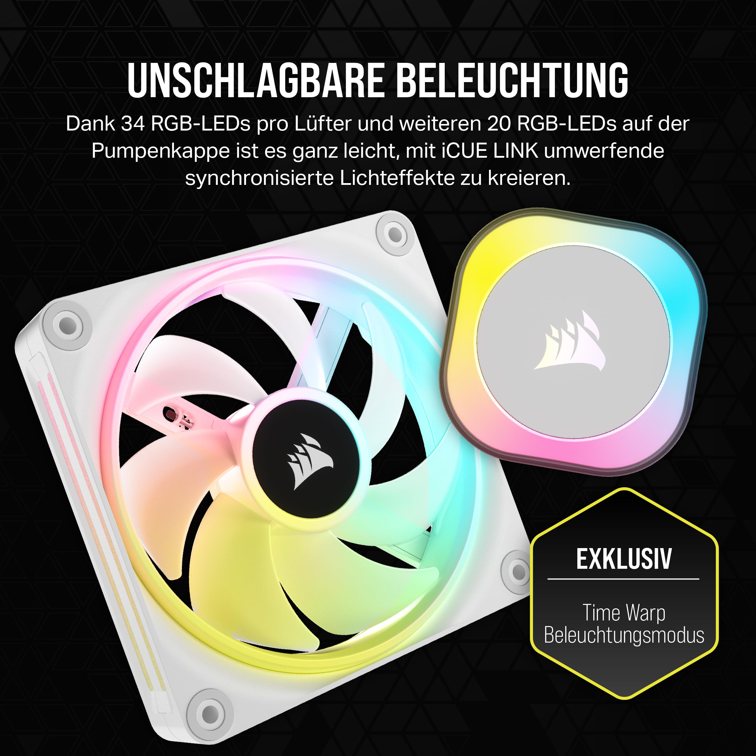 Corsair iCUE LINK H100i RGB Flüssig-CPU-Kühler - 240mm AIO - QX120 RGB-Lüfter - Passend Für Intel® LGA 1700, AMD® AM5 - iCUE LINK System Hub Enthalten - Weiß 6