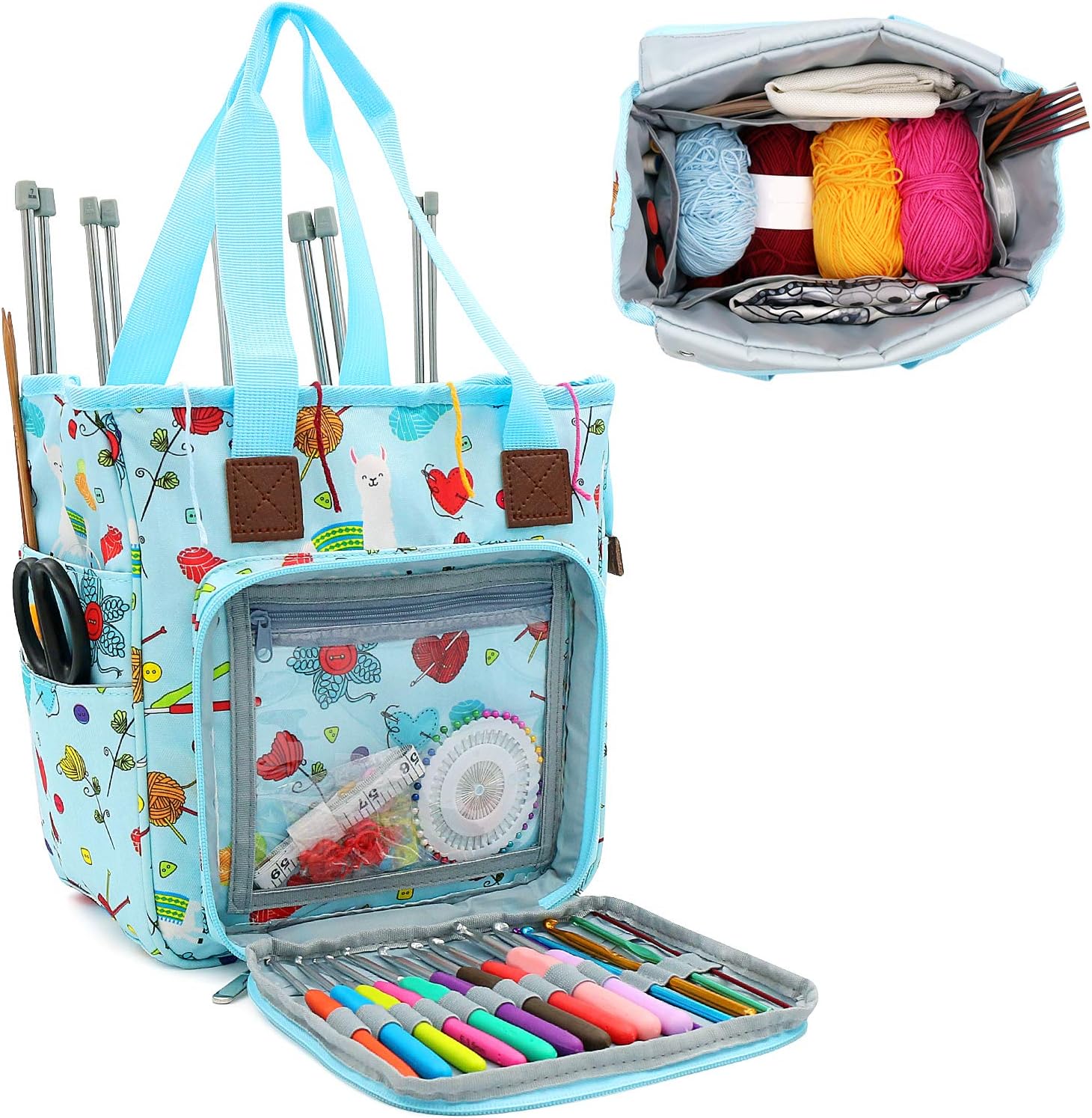 SumDirect Yarn Bag, Knitting Organizer Tote Bag Portable Storage Bag for Yarns Carrying Projects, Knitting Needles