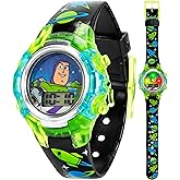 Disney Pixar Toy Story 4 Buzz Lightyear Kids Flashing LCD Watch with Colorful Light-Up Dial, Durable Case, Space-Themed Strap – Perfect for Ages 4+ Boys and Girls – Fits Wrists 5.5" to 8"
