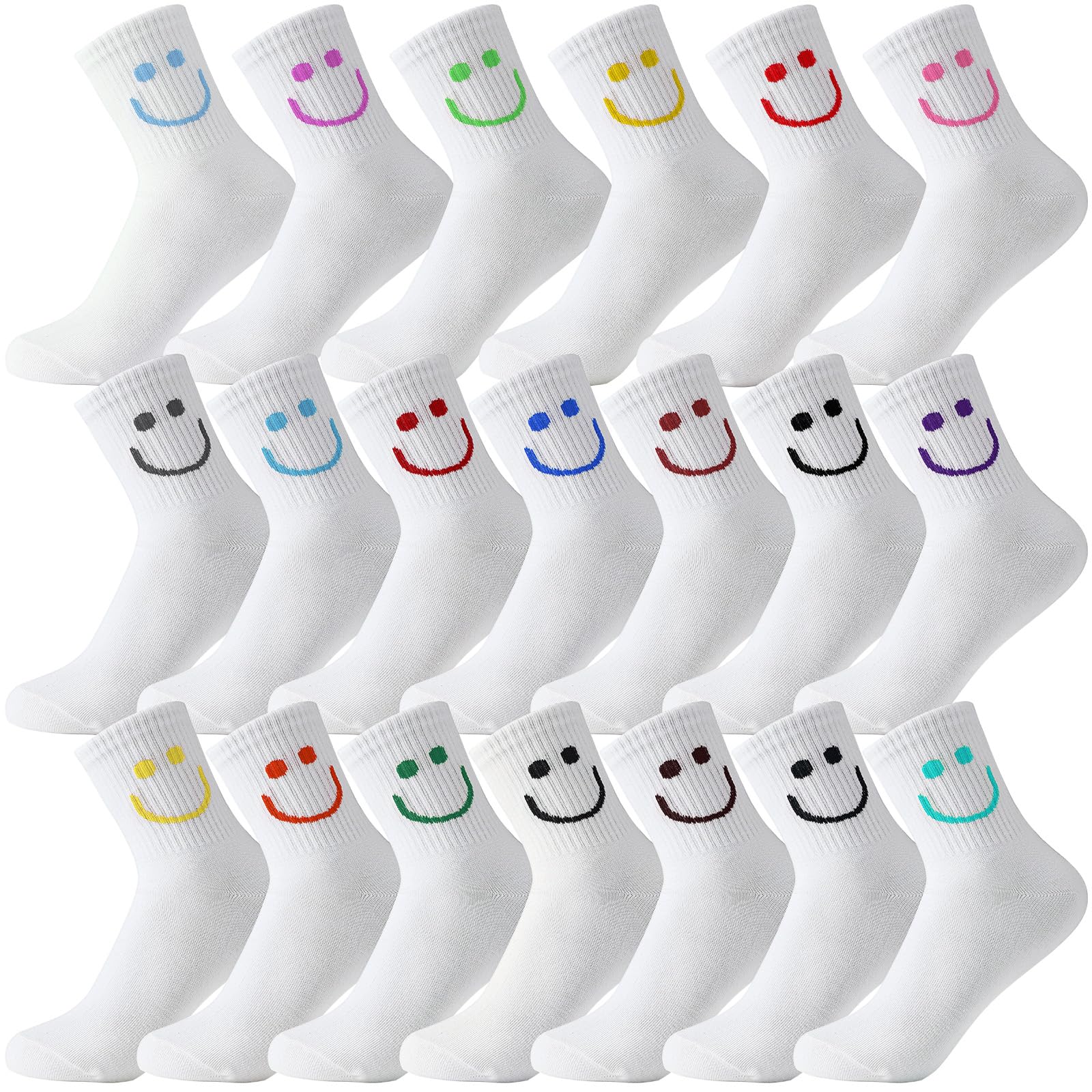 Photo 1 of Cuffbow 20 Pack Crazy Funny Emotion Socks for Women Crew Soft Cotton Socks, 20 Different Fun Designs(White Funny Style)