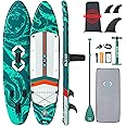 ZLX Super Wide 11'6" x 35" Inflatable Stand Up Paddle Board with Hand Pump for Adults & Youth - Super Stable Fins Design, Non-Slip Deck, Adjustable Paddle, Safety Leash, and Carry Bag, Gift Ideas