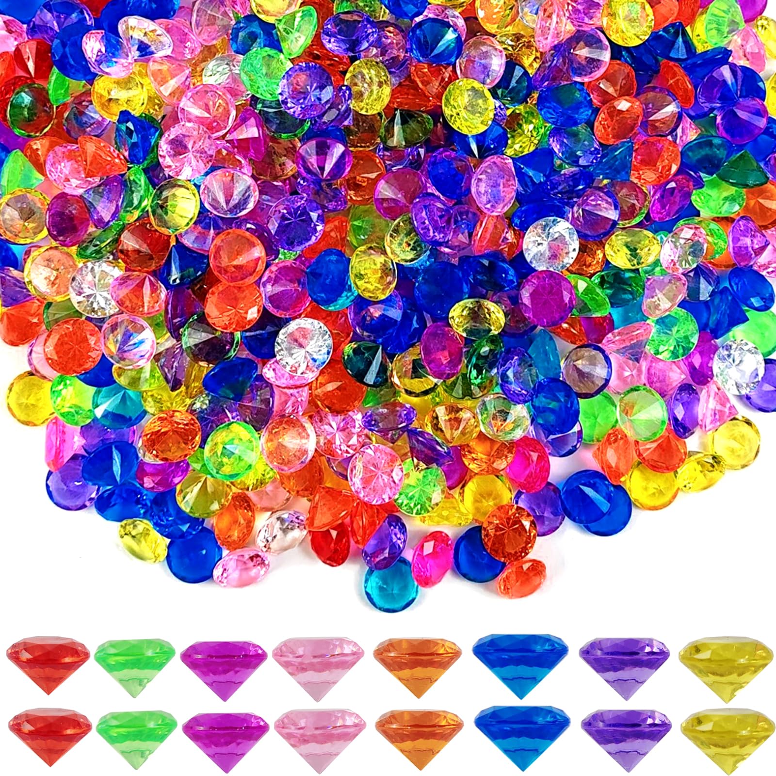 Photo 1 of ROYHOO 140PCS Pirate Treasure Gem Toys, Fake Acrylic Bling Gem Diamonds Toys Colorful Beach Gems Pirate Jewels Toys for Kids Pirate Party Favors Decoration (Random Color)