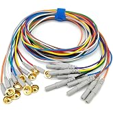 EEG Gold Cup Electrodes with DIN 1.5mm Plug,59 Inch Cables Multicolor,Pack of 10