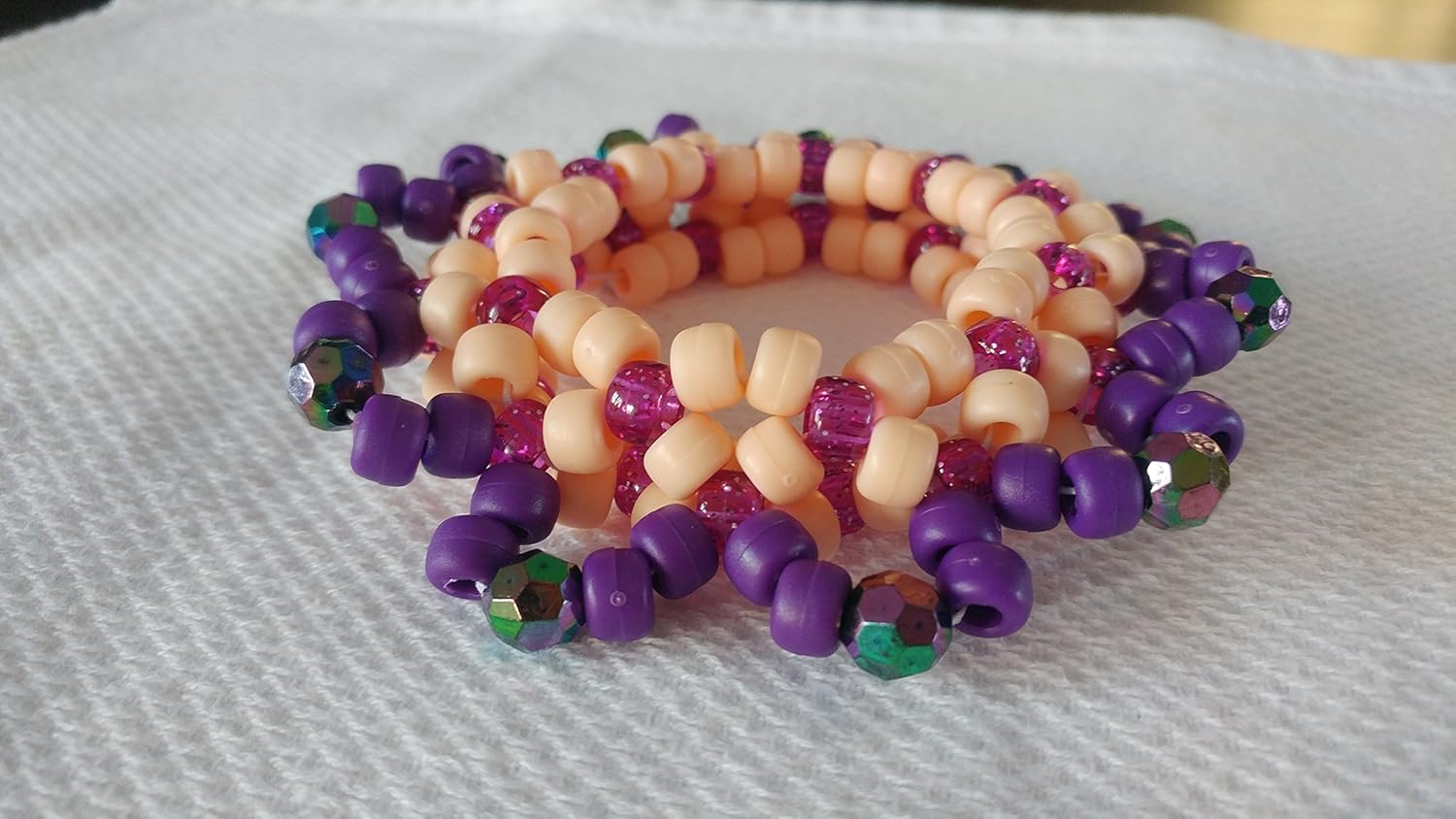 Amazon Com Purple And Peach 3 D Kandi Cuff Bracelet Plur Kandi Trade Handmade