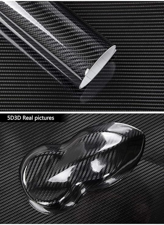 Topwill 5D Carbon Folie, Hochglanz 5D Autofolie Carbon Vinyl Auto Folie Car Wrapping Folie 0,16mm Autofolie (152 x 50 cm) Sch