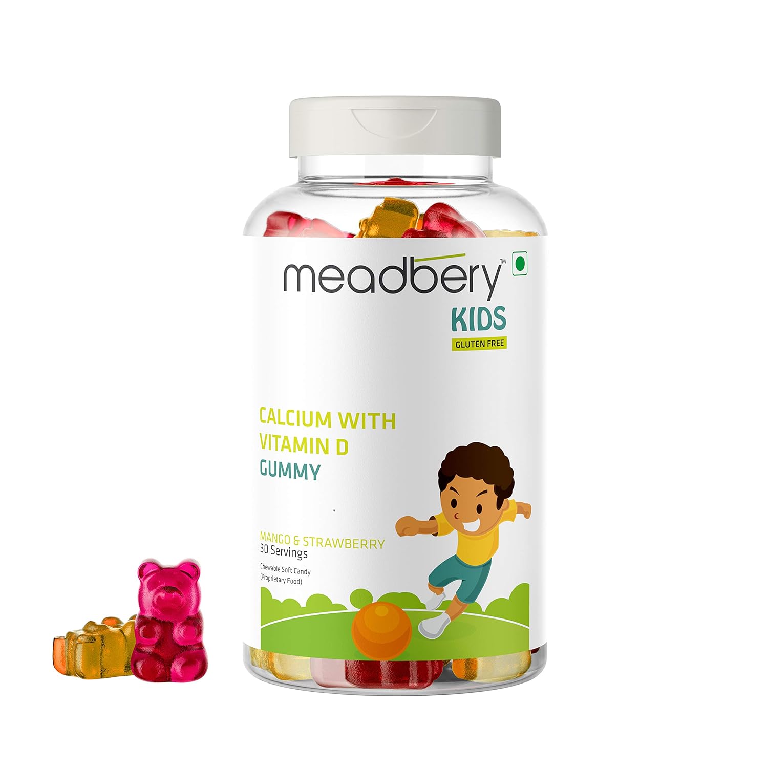 Meadbery Calcium + Vitamin D Gummies for Kids For Stronger Bones and