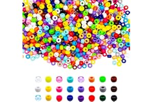 MALYNME Pony Beads, 2400pcs 24 Colors 6x9 mm Plastic Pony Beads for Craft, Hair Beads for Braids, Colored Beads for DIY Projects - Pony Beads Bulk with Mixed Wrapped