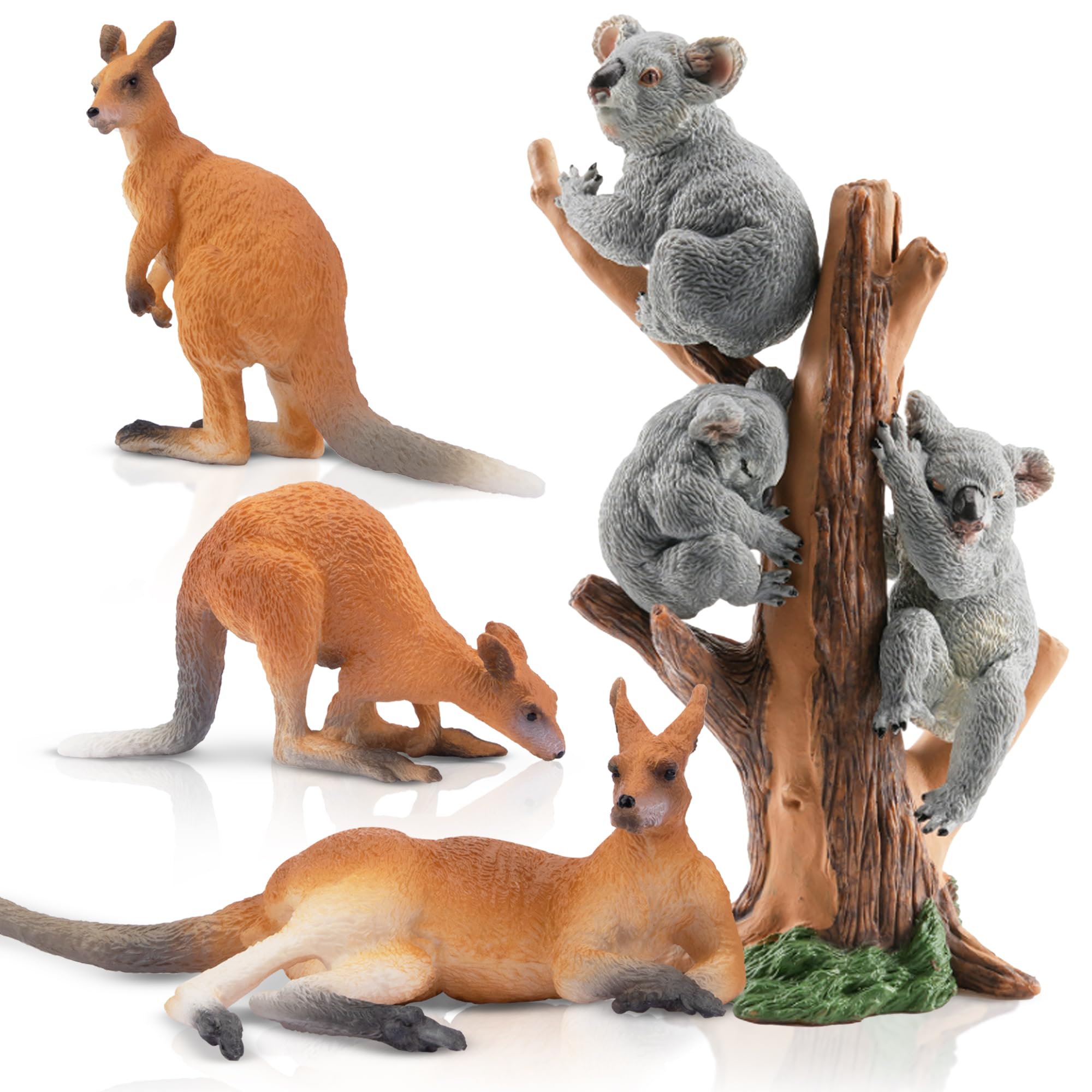 Photo 1 of Toymany 7PCS Australian Wildlife Animal Figurines Includes Koala and Kangaroo Figure Toy, Plastic Forest Animal Figures Toy Set, Cake Toppers Christmas Birthday Gift for Kids Toddlers